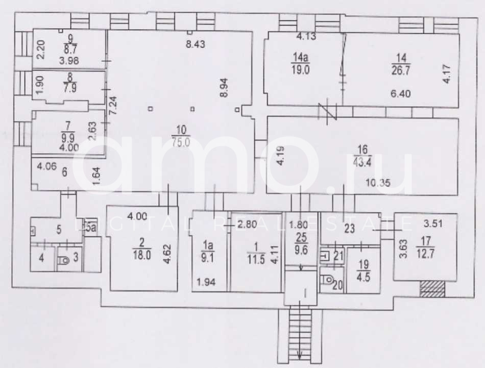 Планировка офиса 1103 м², 1 этаж, Особняк «г Москва, Садовническая наб., 17-22»